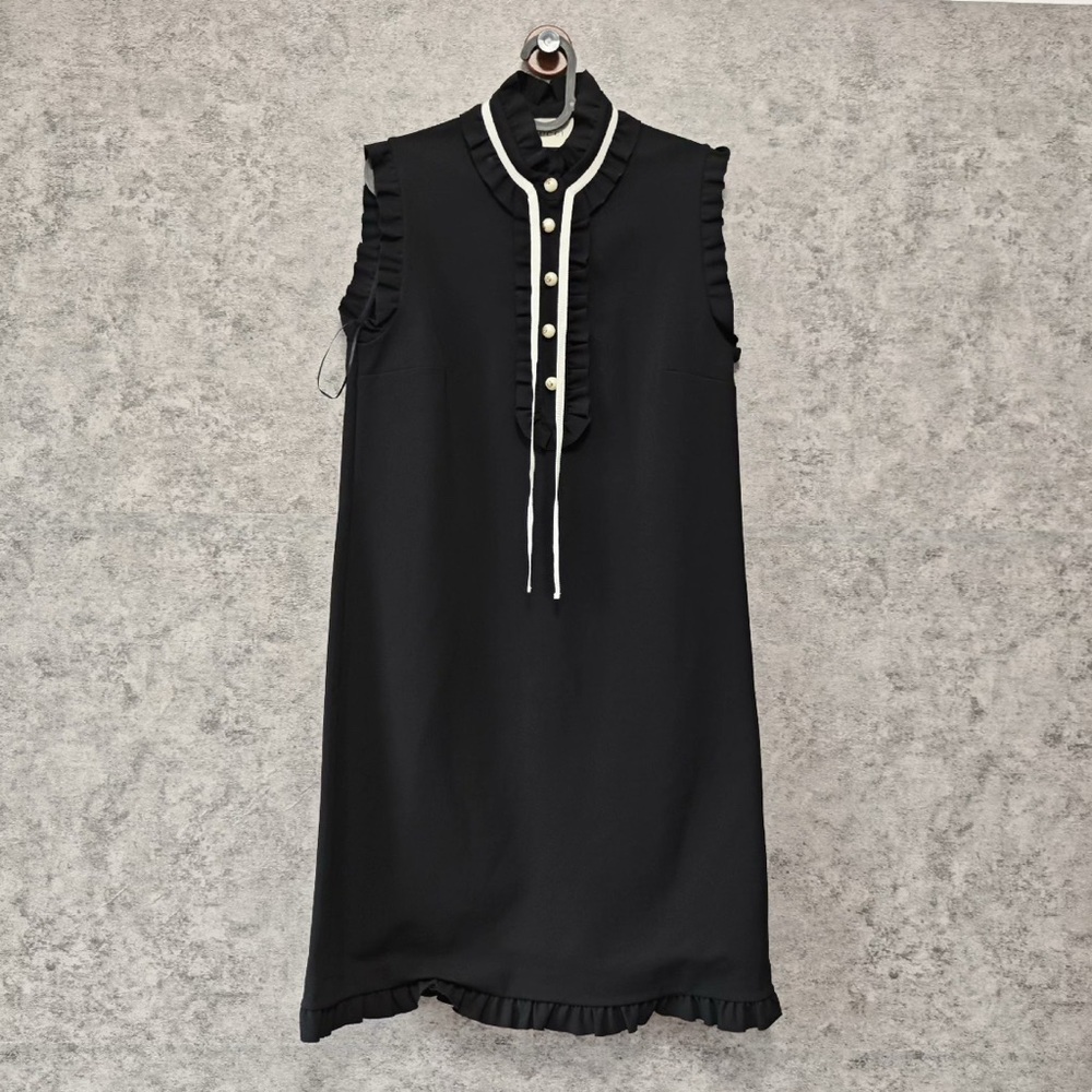❌sold❌Authentic Gucci Black Midi Dress with Ruffle Trim
